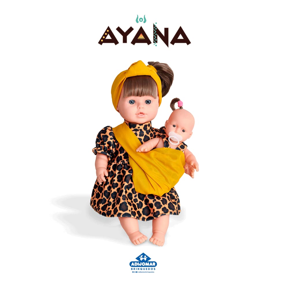 Boneca Ayana com Bebê Menina Mãe E Filha Brinquedo Criança