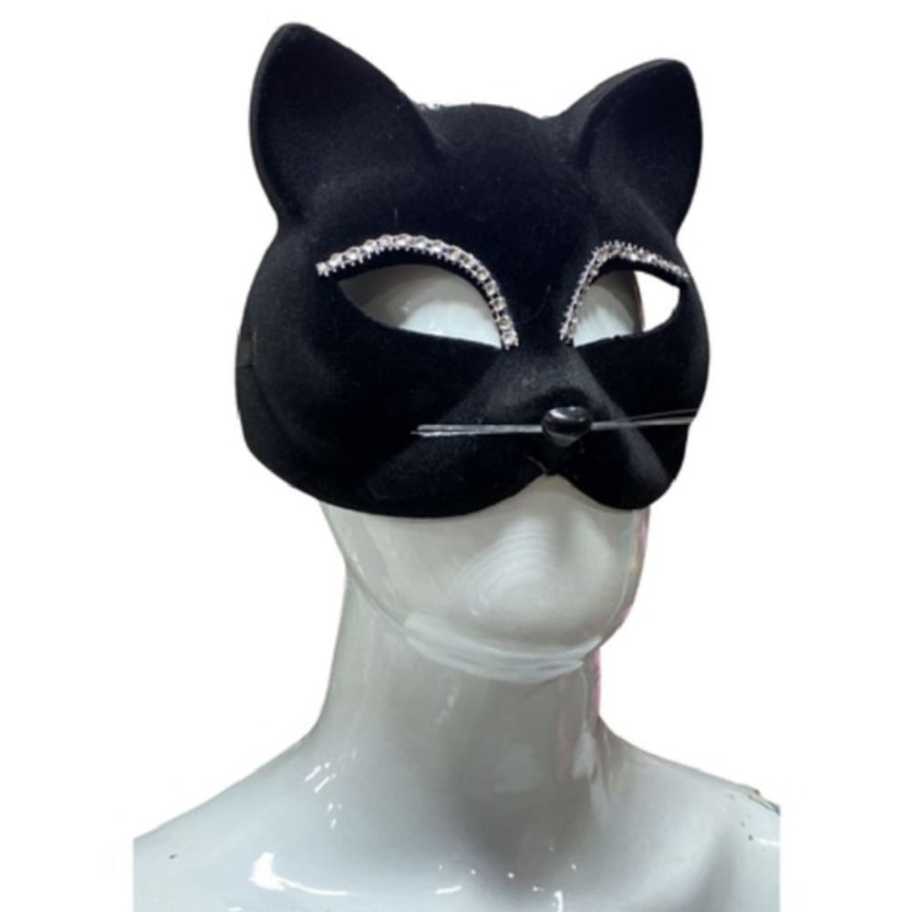 Mascara Feminina Mulher Gato C/ Strass Camurça
