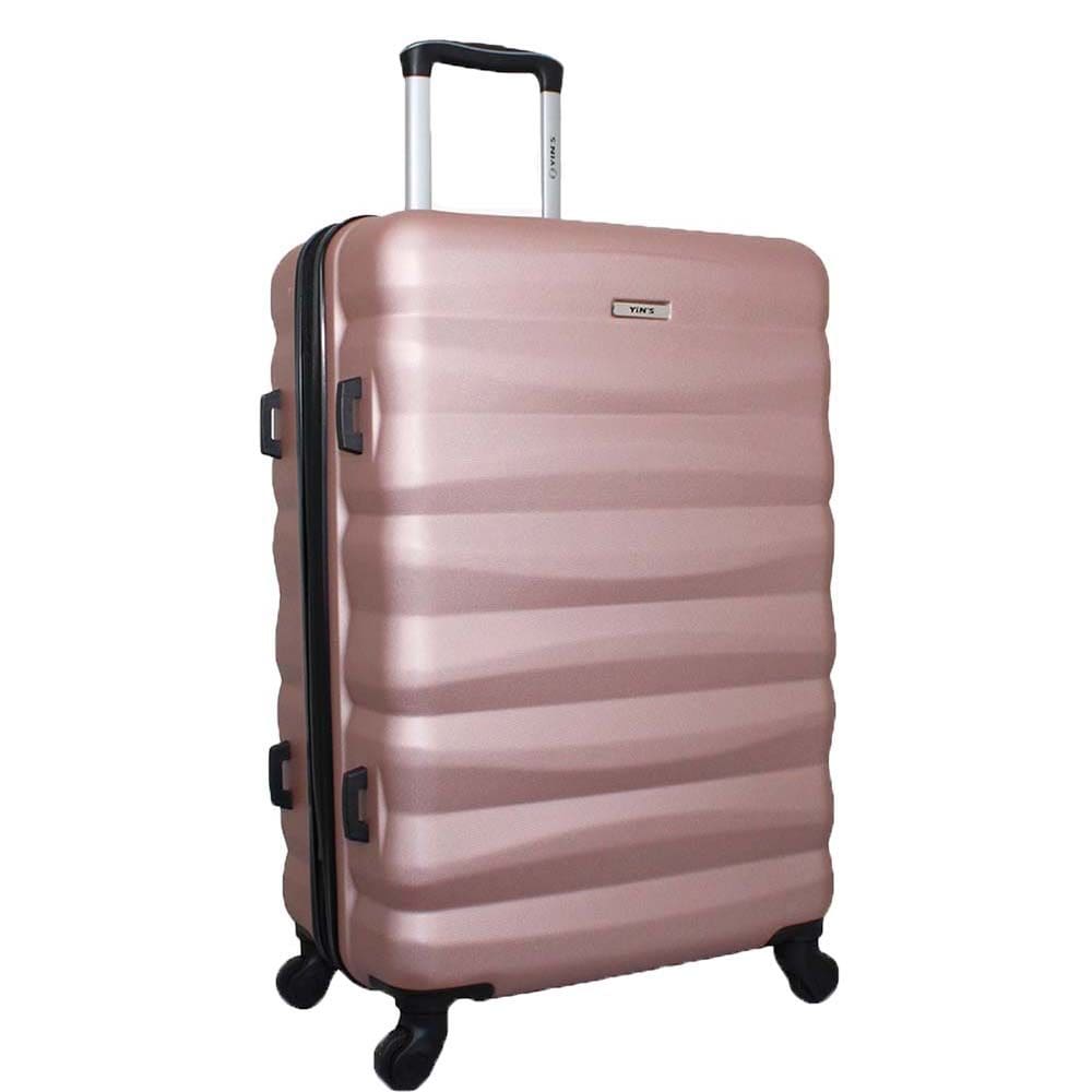 Mala de Viagem Média Abs Yins 21089 Cadeado Embutido Rodas Giro 360º Rosê