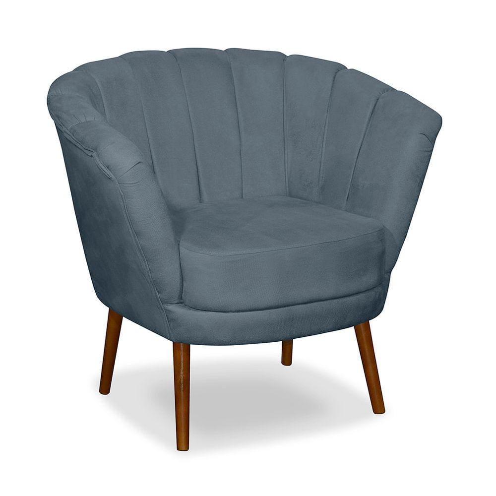 Poltrona Pétala Flor Decorativa Suede  Azul Turquesa