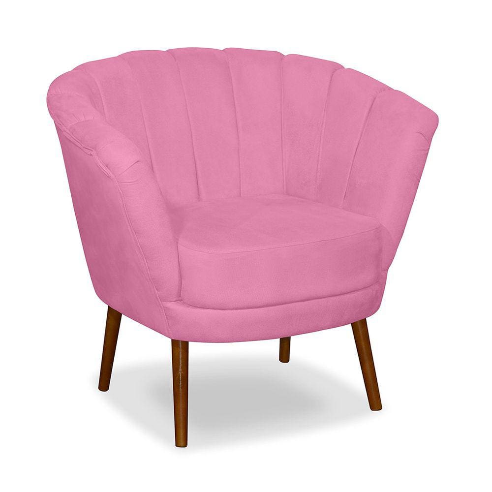 Poltrona Pétala Flor Decorativa Suede Rosê