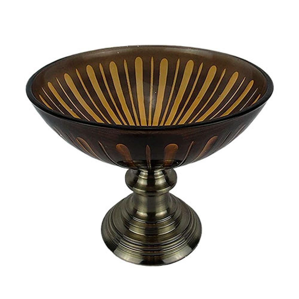 Centro de Mesa em Cristal Âmbar - 30x30x25cm - 26306