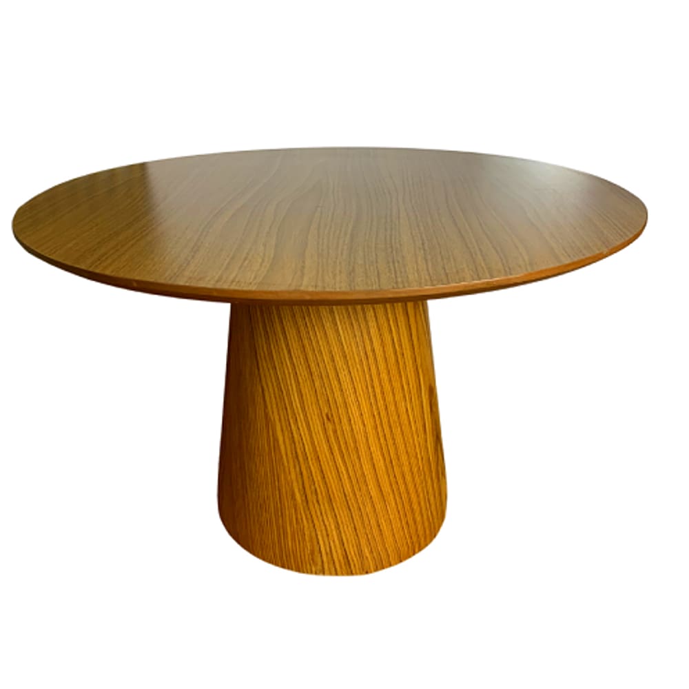 Mesa de Centro Cone Tampo 50 cm em MDF Freijó e Base em Madeira Natural Freijó