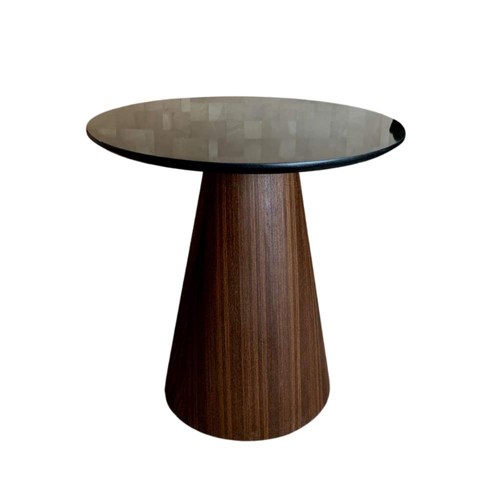 Mesa Cone Lateral Base Imbuia Rajado Tampo 41 cm Laca Preta