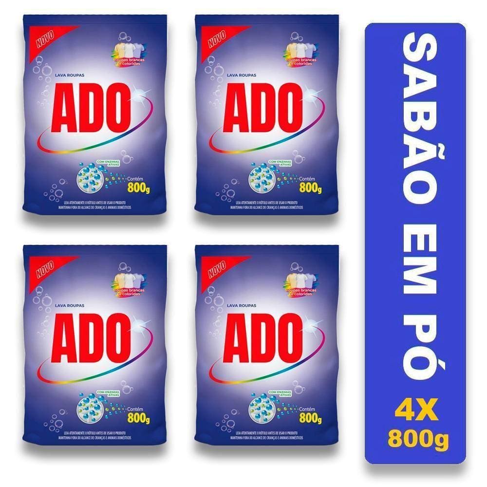 4 Sabão Em Pó Ado Lavagem Perfeita Perfumado Pro 800g