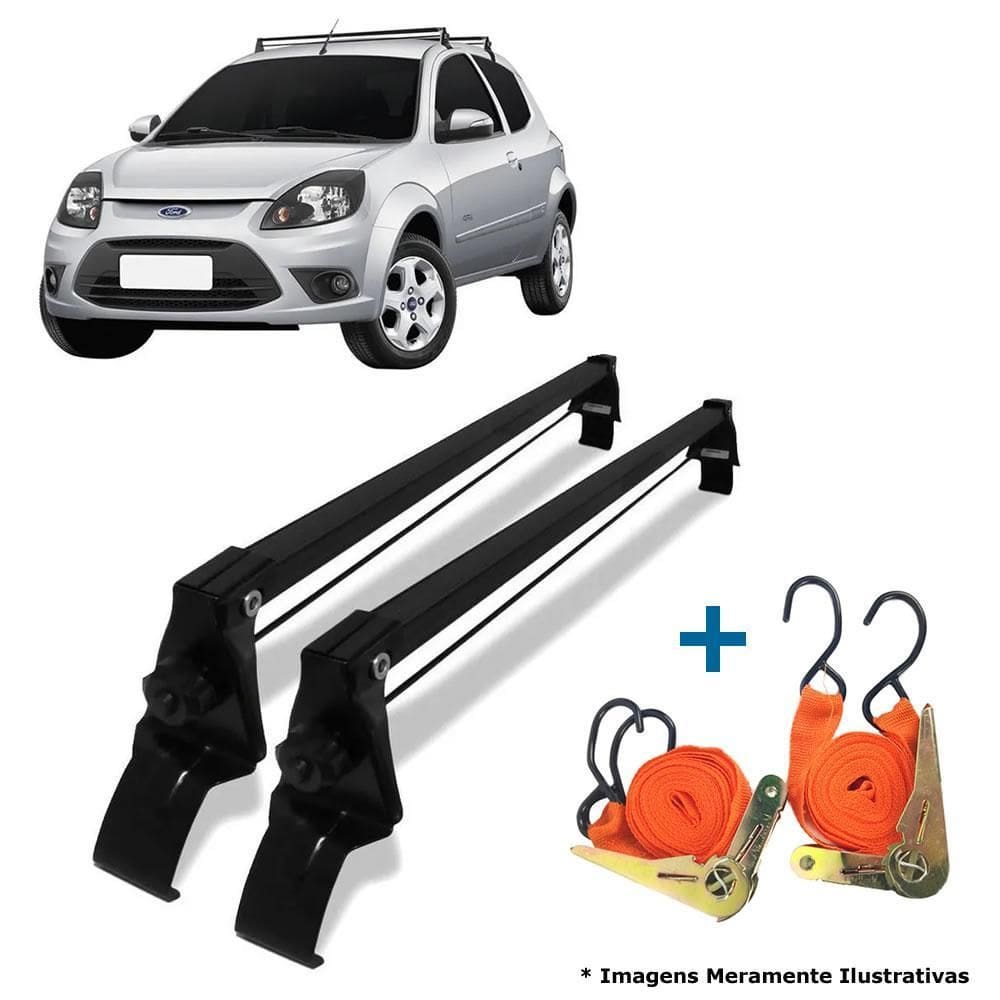 Rack de teto vhip Ford Ka 2008-2013 + cintas | 45kg | Preto