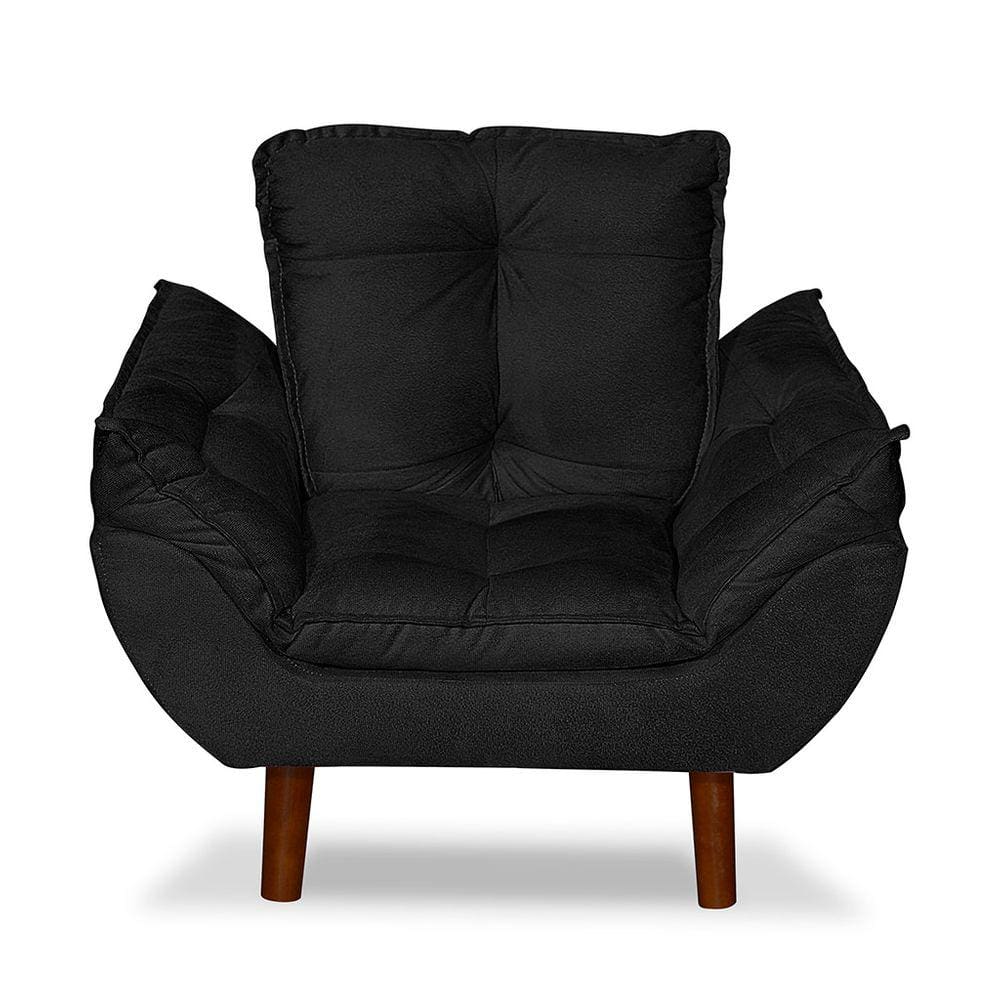 Mini Poltrona Cadeira Infantil de Criança Suede Preto Pés Palito