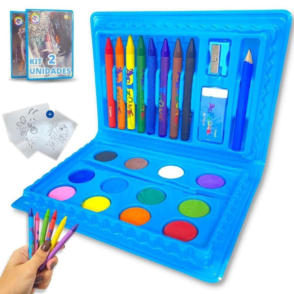 Maleta Pintura Infantil Estojo 24 Peças - Cores Vibrantes