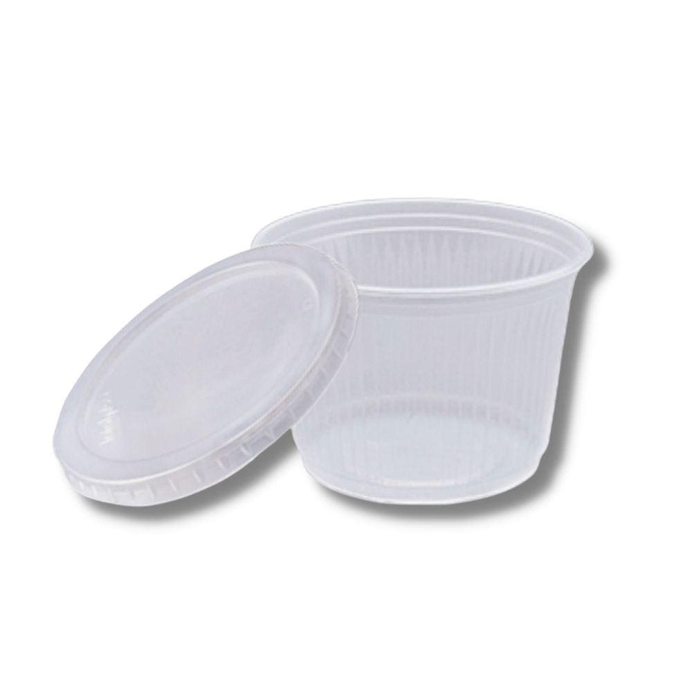 Kit Pote Descartavel 250 Ml. C/ (20X50 Un.) + Tampa Pt-100 Tr Pote Descartavel 100 Ml. C/ (20X100 Un.) (Total Plast)