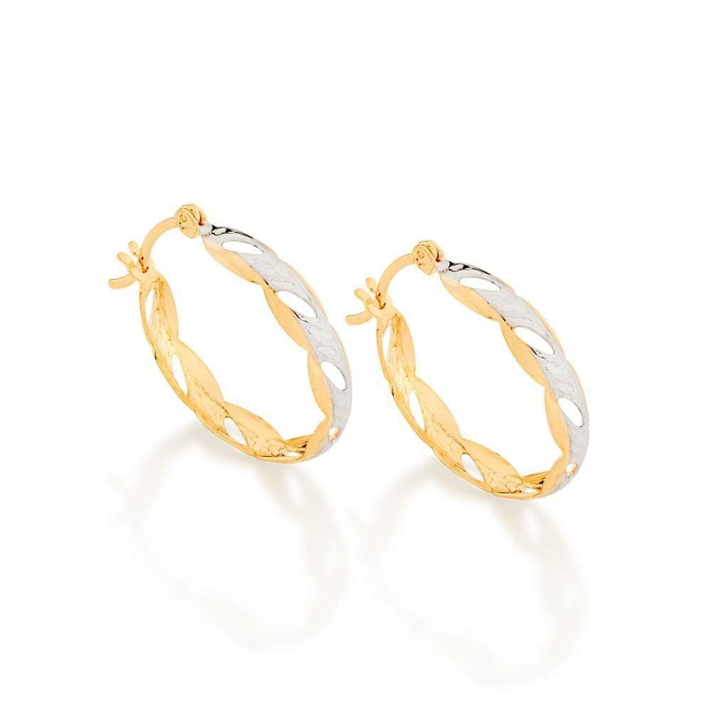 Brinco Rommanel Folheado Ouro 18k Argola Rhodium 2,6cm