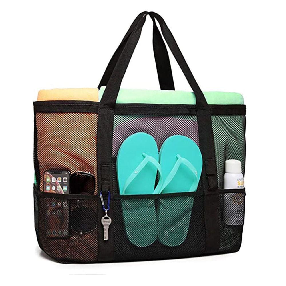 Bolsa de Praia Feminina em Tela Lisa com Bolsos