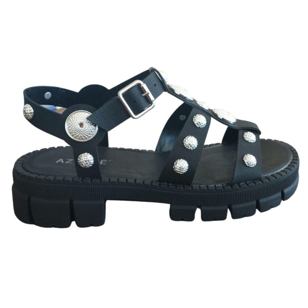 Sandalia Papete Tratorada Com Tachas Nas Tiras Azillê