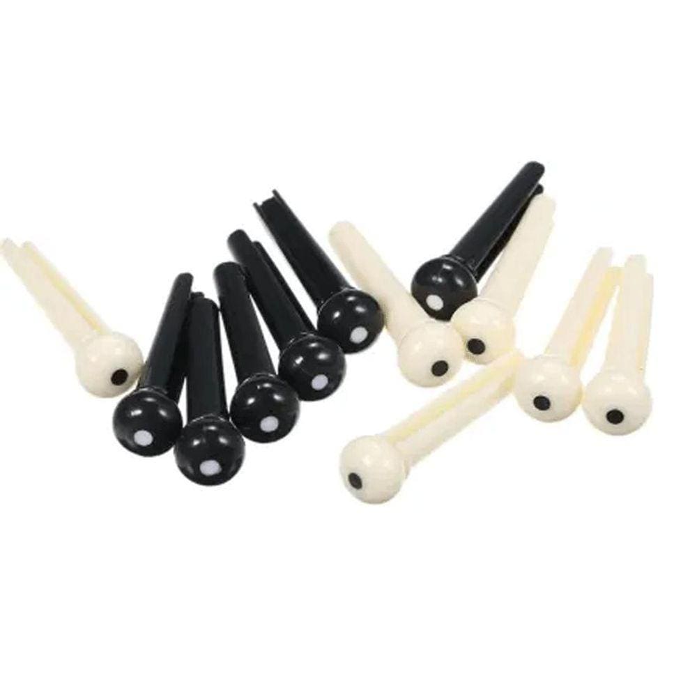 Kit 6 Pinos Guitarra Avulso Branco + Kit 4 Pinos Violão Preto