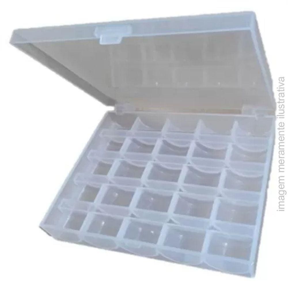 Estojo De Plástico Porta Bobinas Para Máquina De Costura - Capacidade 25 Bobinas