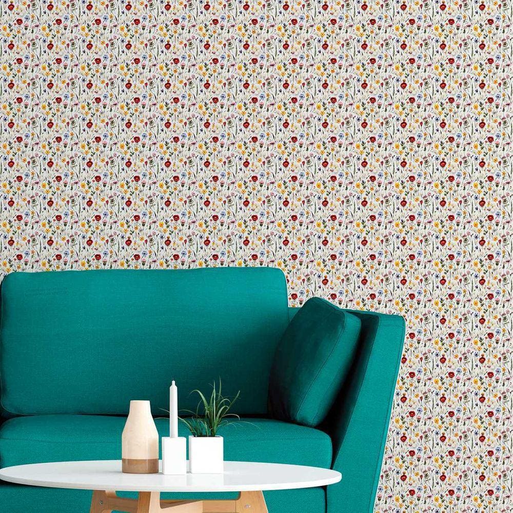 Papel de parede Lavável Floral rosas vermelhas delicadas Natural Viva decorada Quarto banheiro 3m