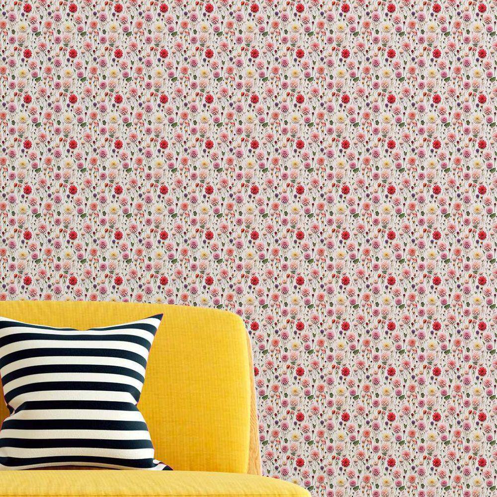 Papel de parede Lavável Flores rosas coloridas decorativas Vinílico Quarto Banheiro sala 18m