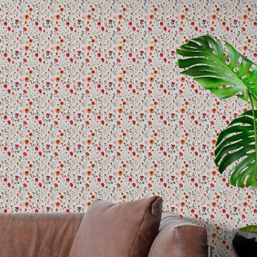 Papel de parede Auto Colante floral delicado rosas decorativas Vinil Quarto sala cozinha 6m