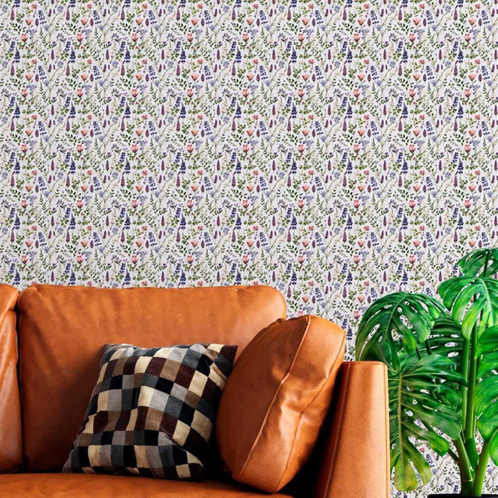 Papel de parede Auto Colante Folhagem roxa planta natural viva decorativa Vinílico Quarto sala 6m