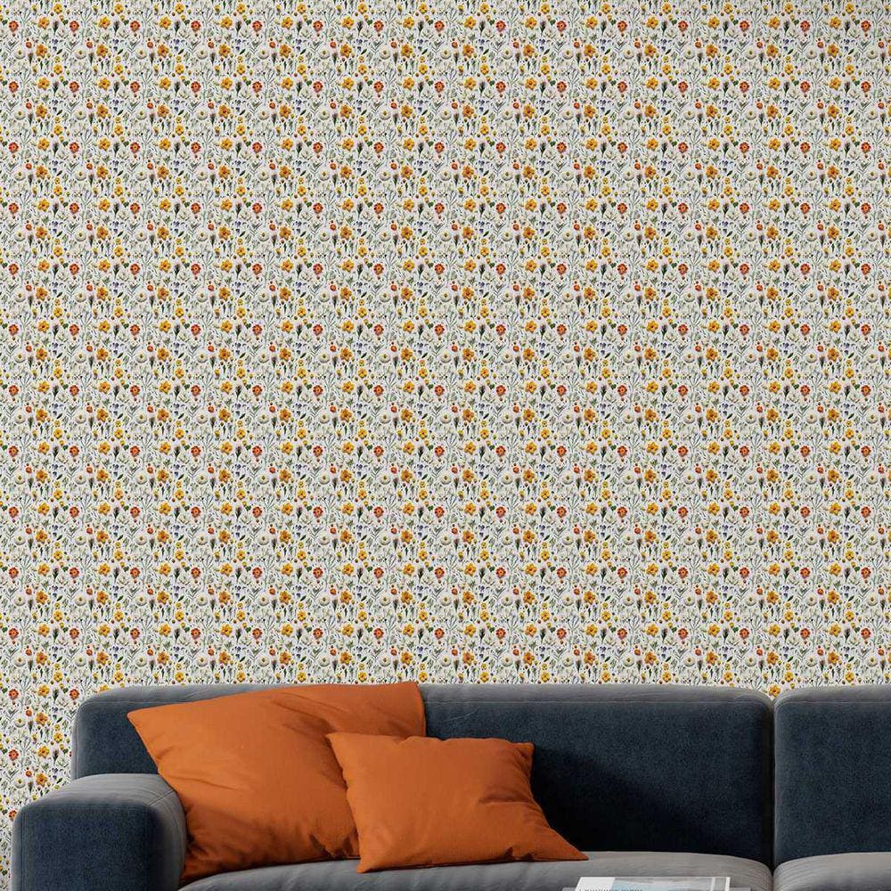 Papel de parede Lavável Floral margaridas amarelas natural viva Auto colante Vinílico 12m