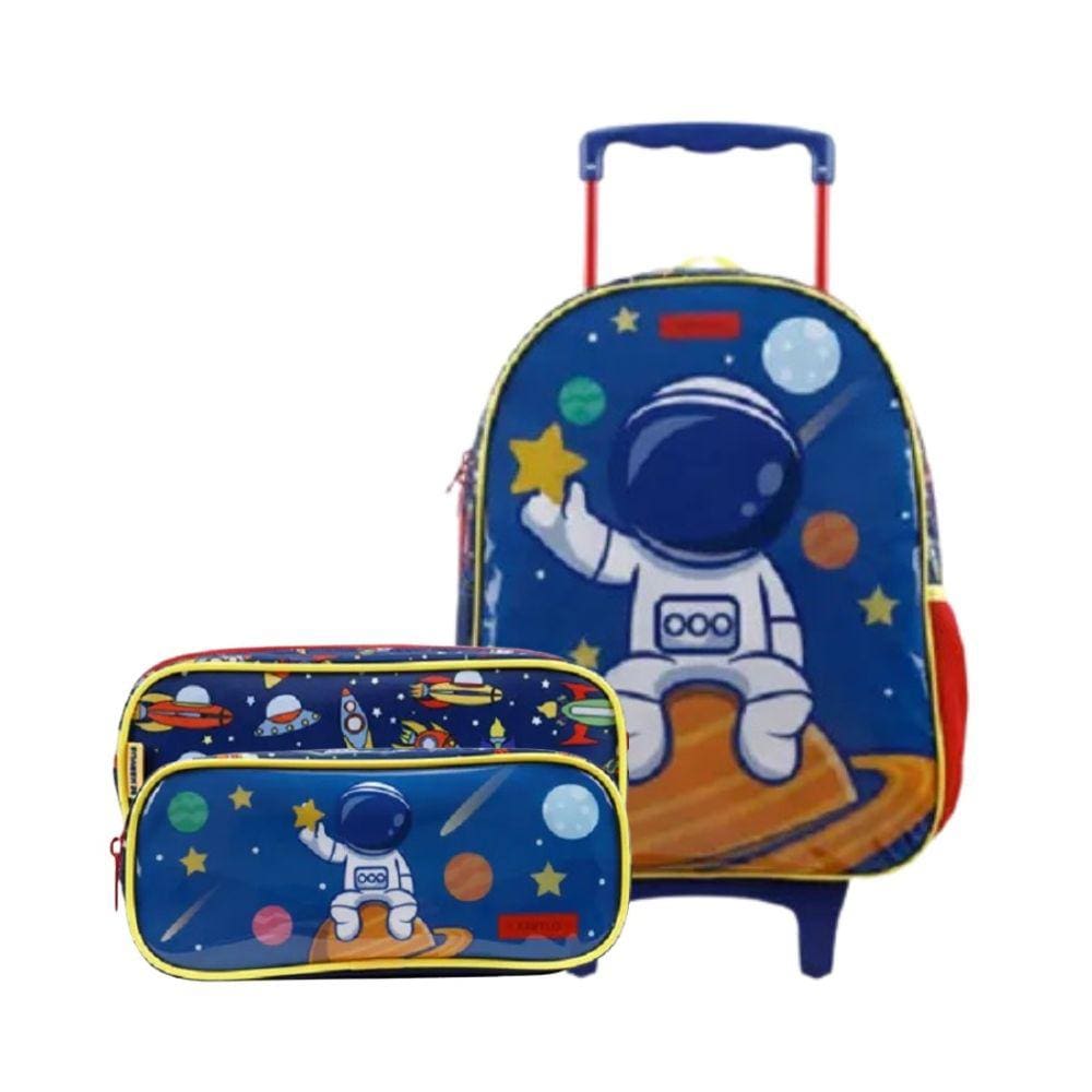 Mochila Escolar Infantil Com Rodas Astronauta Nº16 Xeryus | Galaxia | Universo | Espaço | Foguete | Voo | Meninos | Mala