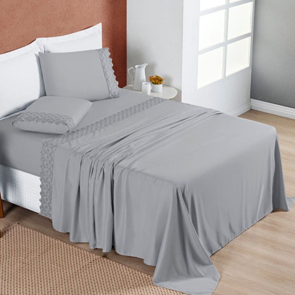 Jogo de Lençol Queen 4 peças Micropercal 200 Fios Nobless