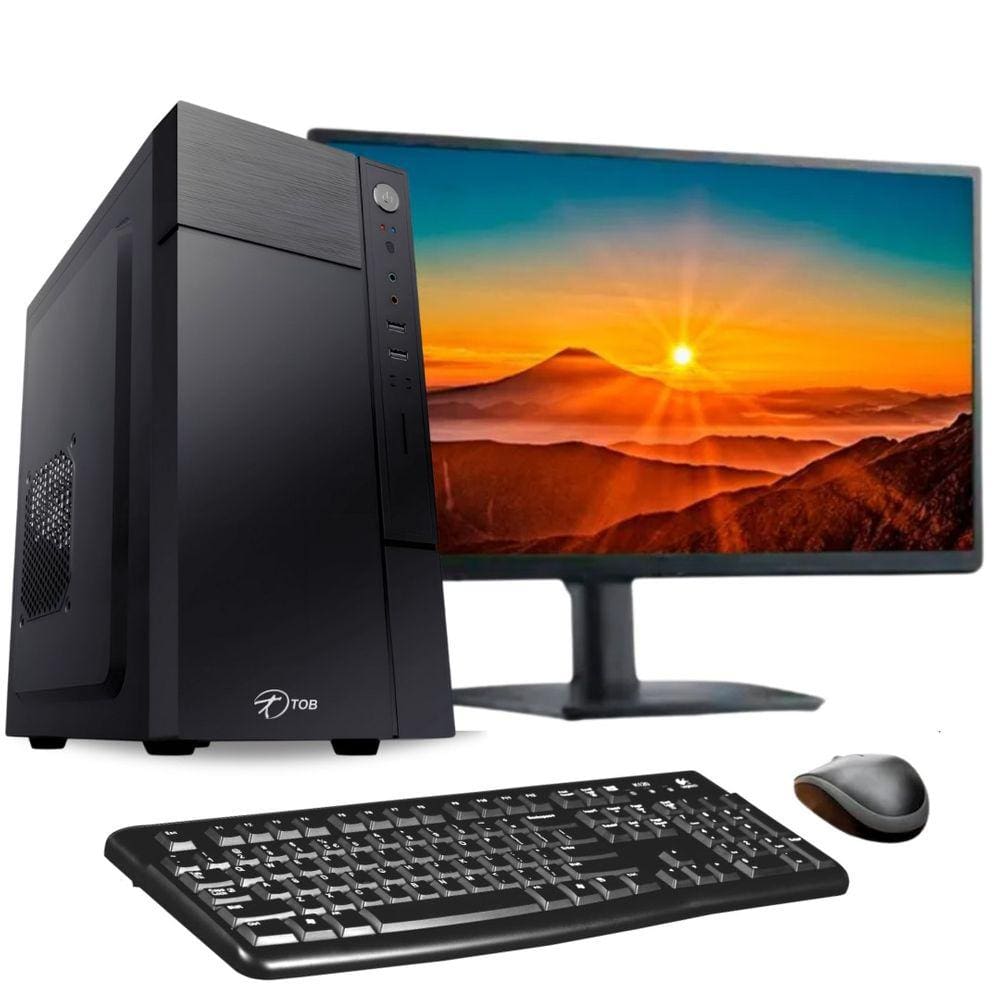 Computador Completo TOB Intel Core i7 10700f com SSD 480GB Memória 16GB VGA 1GB Windows 10 Pro Trial + Teclado e Mouse + Monitor 21.5