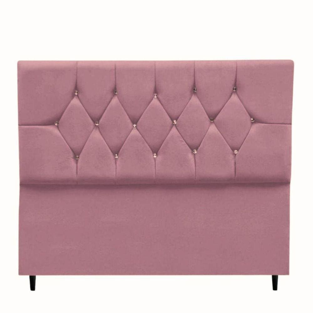 Cabeceira Cama Estofada Box Queen 160 cm Geovana Suede Rosê