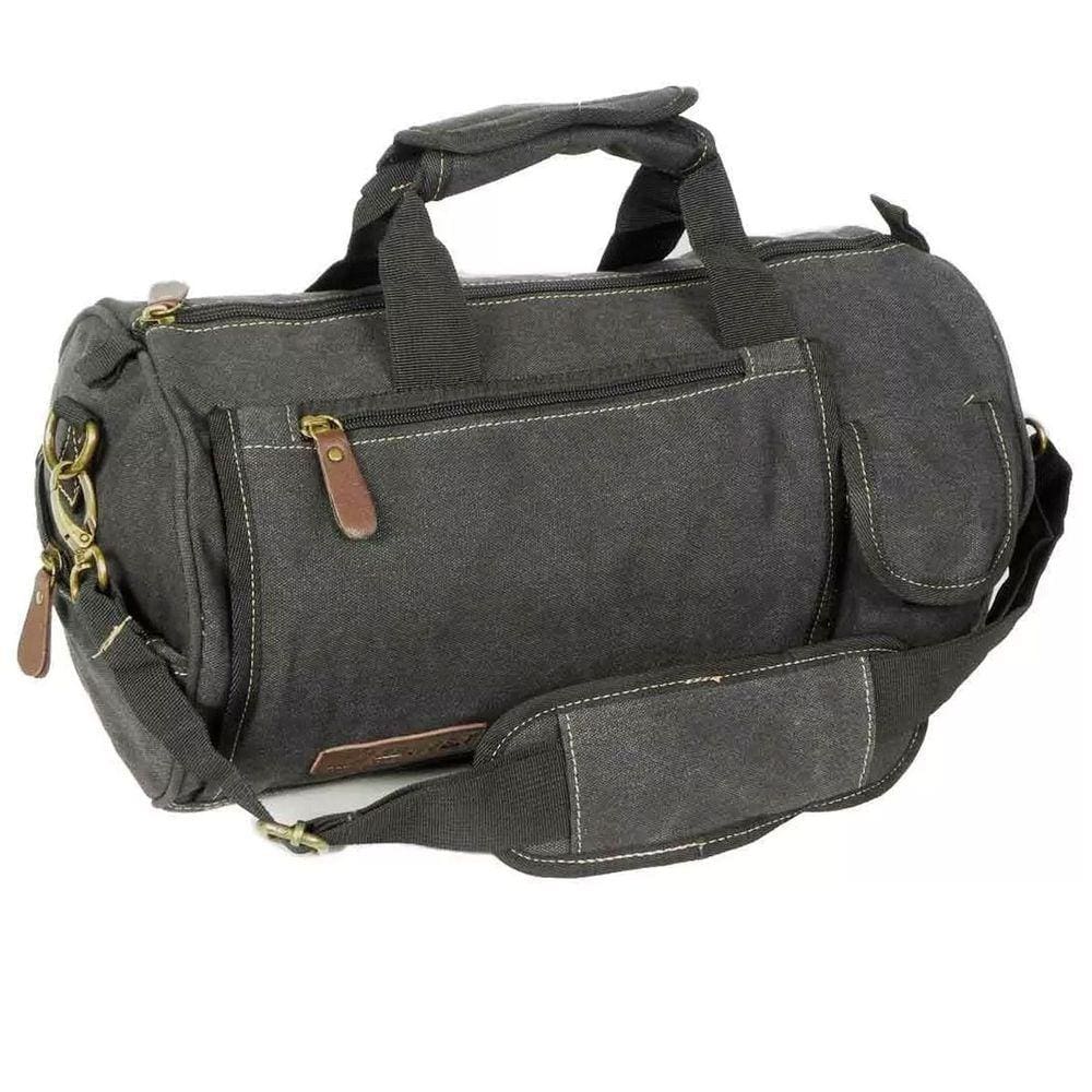 Bolsa Pequena Mala Viagem Mão Lona Preta Palha R033