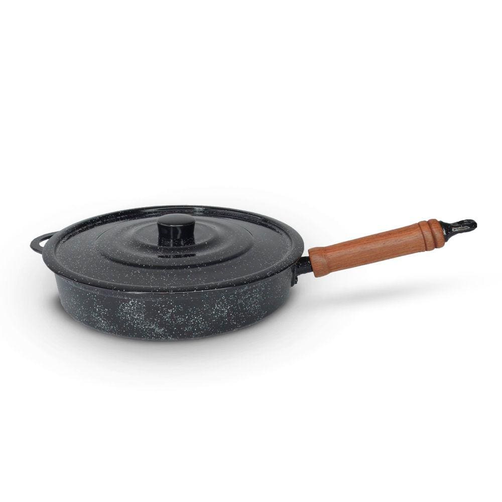 Frigideira Fundida Alumínio Batido Grosso Com Tampa 26cm - Preto