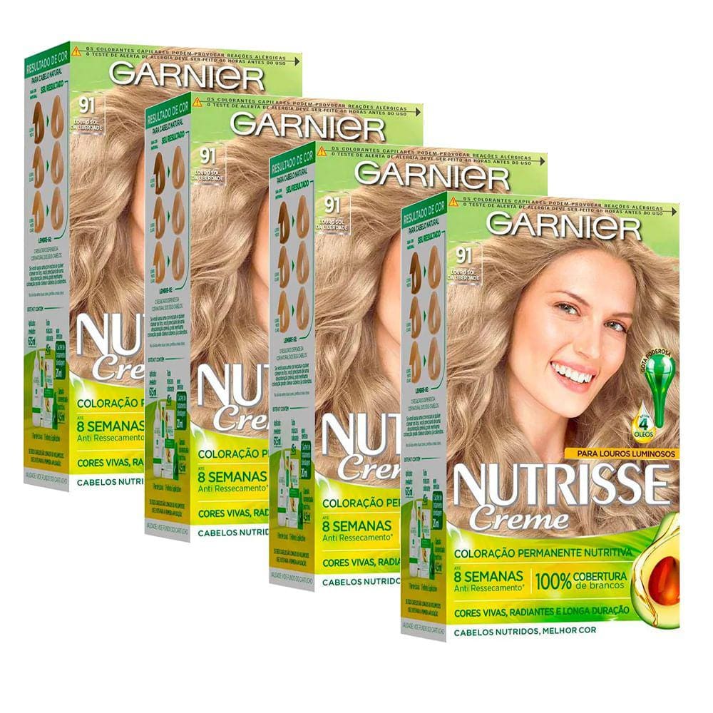 Kit 4 Tinturas Nutrisse Creme Louro Sol Da Liberdade 91