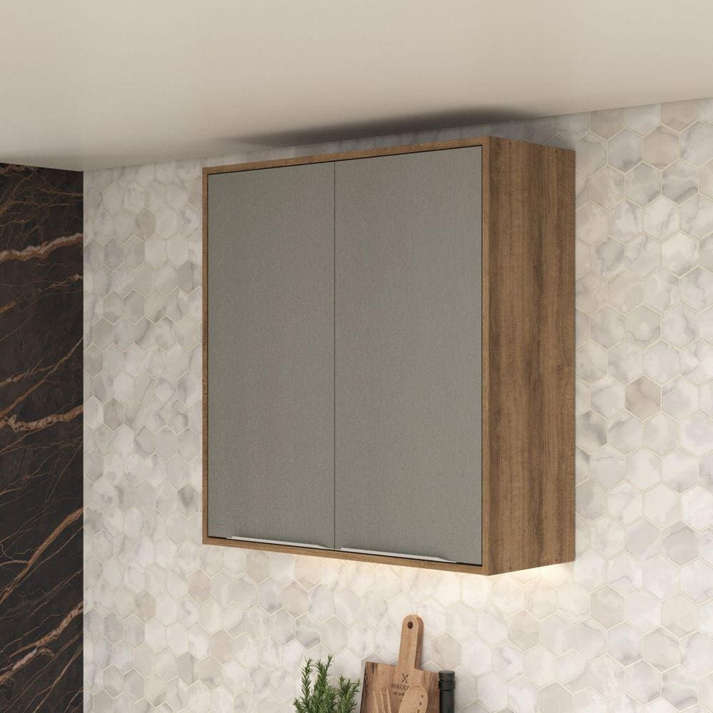 Armário Aéreo de Cozinha 80cm 2 Portas Lavinia Amêndoa/Niágara