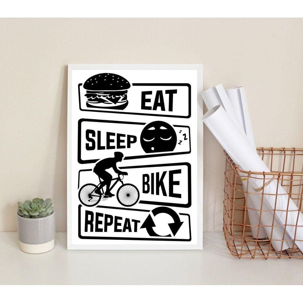 Quadro Decorativo Bike Rotina 45x34cm Moldura Preta