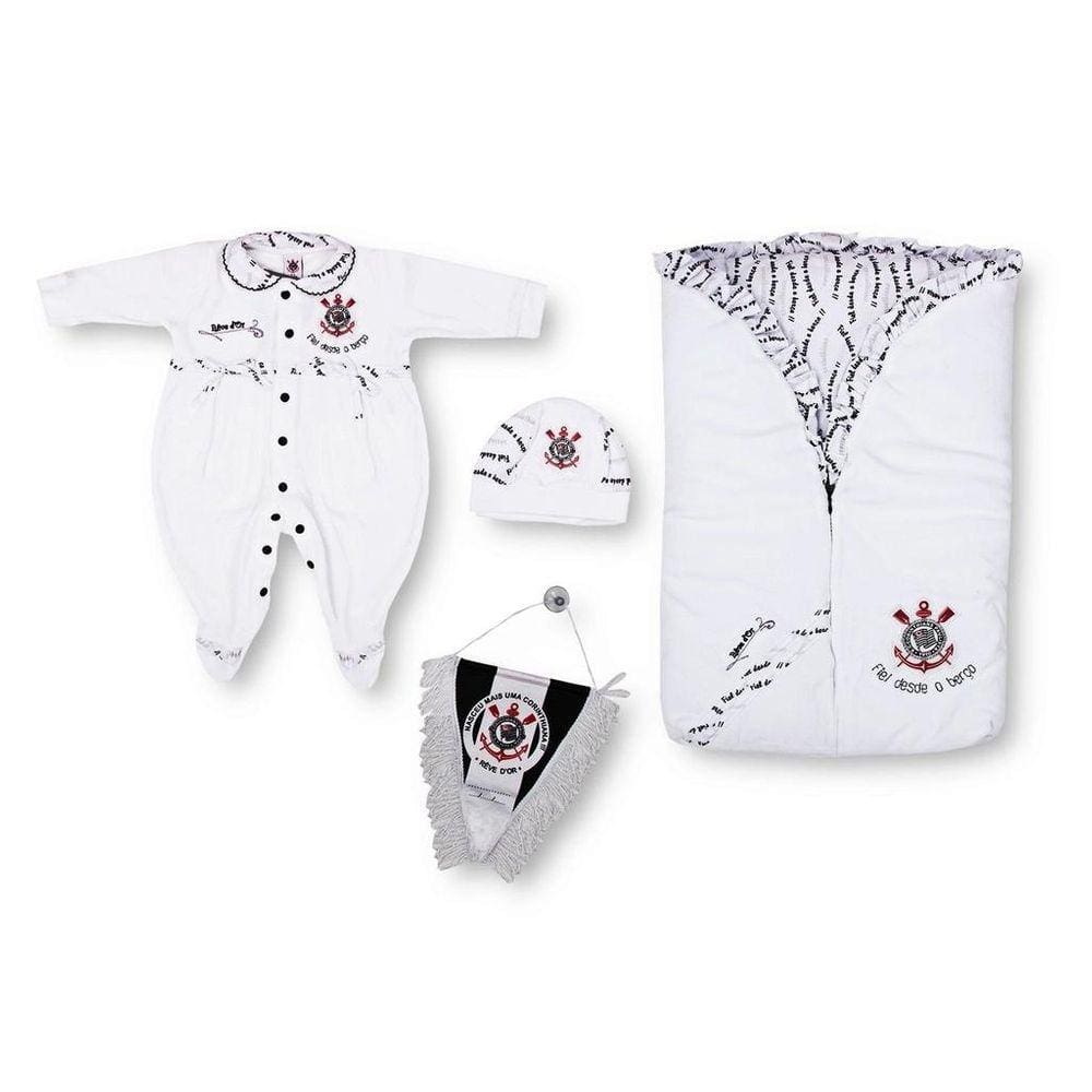 Kit Maternidade Corinthians Plush com Saco de Dormir Feminino Oficial