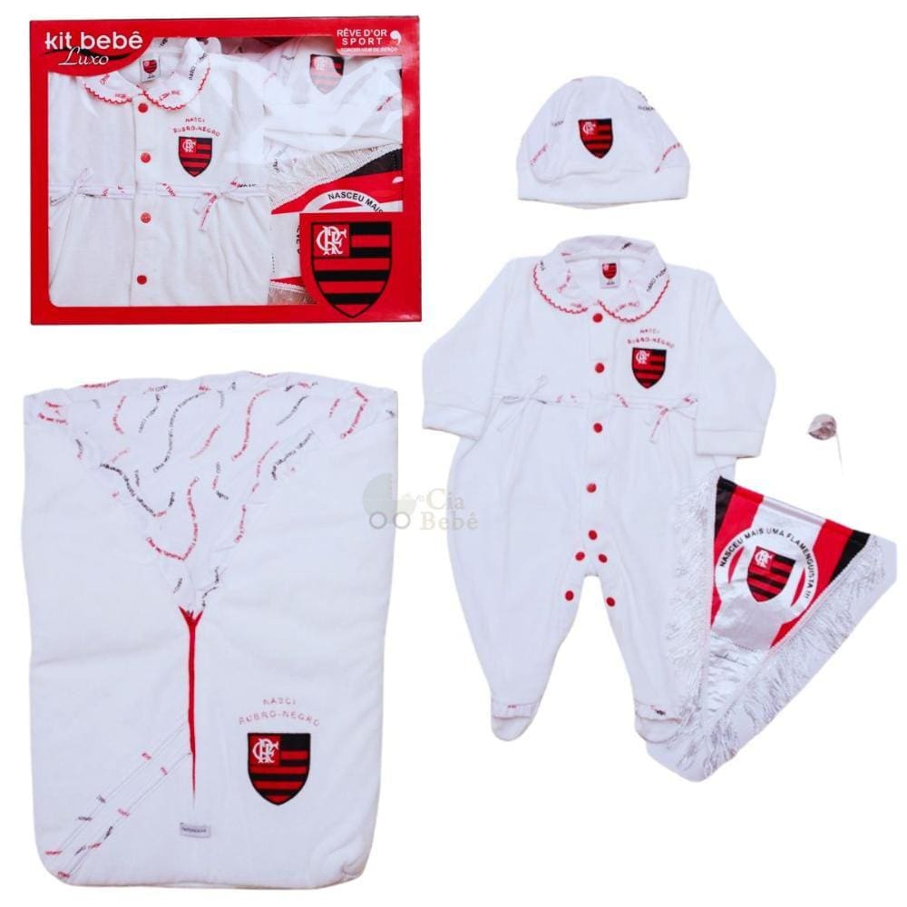 Kit Maternidade Plush Flamengo com Saco de Dormir Feminino Oficial