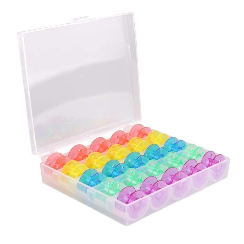 Estojo com 25 Bobinas Alta Carretilhas Coloridas para Máquina Doméstica