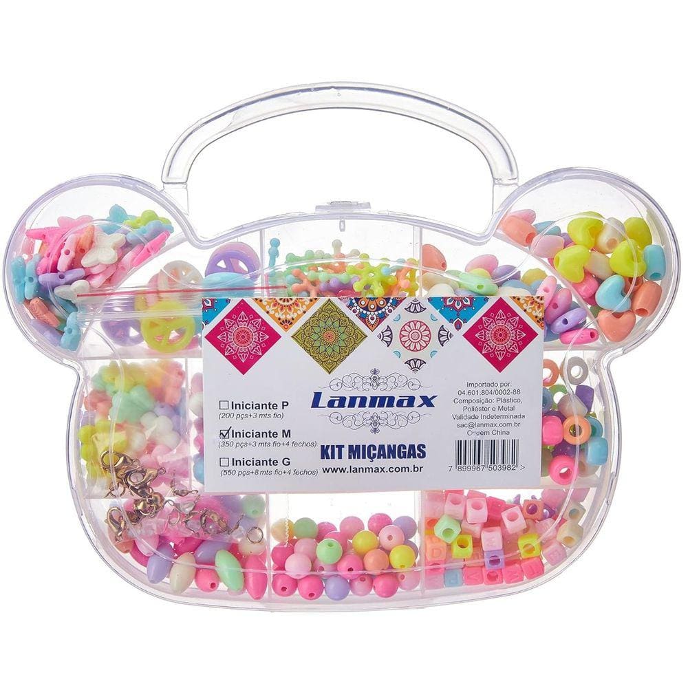 Kit Micangas Infantil Coloridas Montar Pulseiras 350 pecas