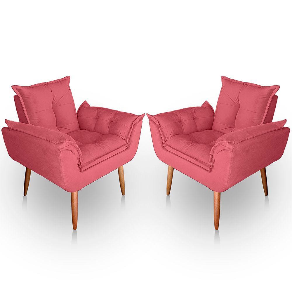 Kit 02 Poltrona para Sala e Quarto Decorativa Opala Suede