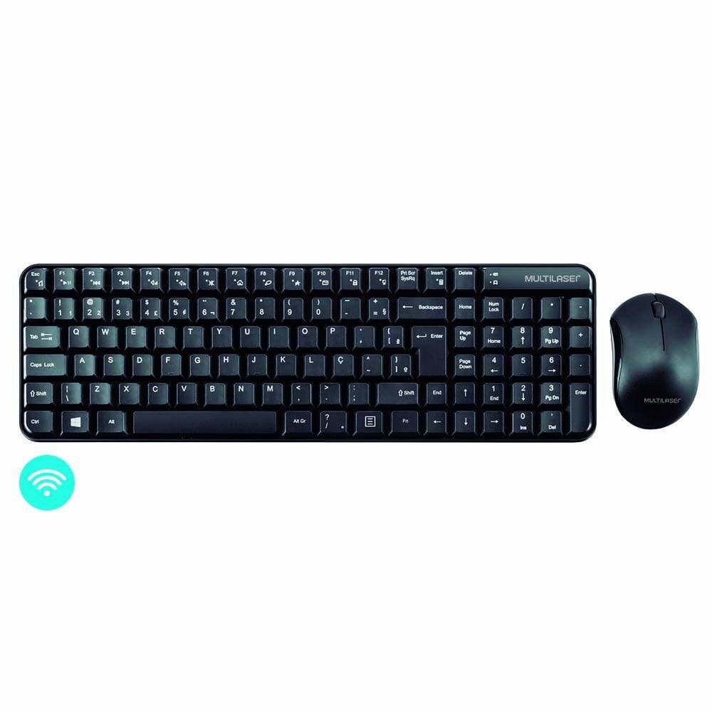 Kit Combo Teclado e Mouse Sem Fio Compacto Multimídia Conexão Usb 1200dpi Teclas Compactas Preto - TC183