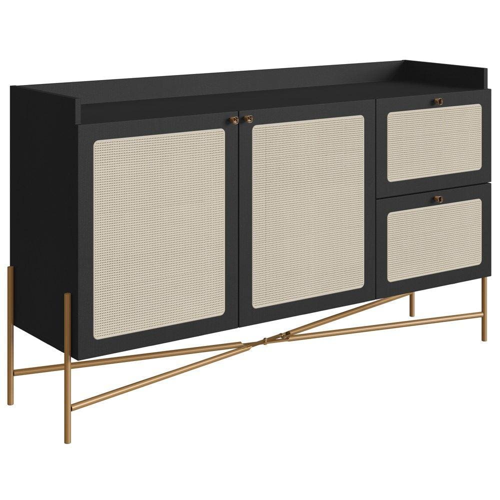 Aparador Balcao Buffet 139 Cm Pes Metal 28969 Oslo Nero Artesano