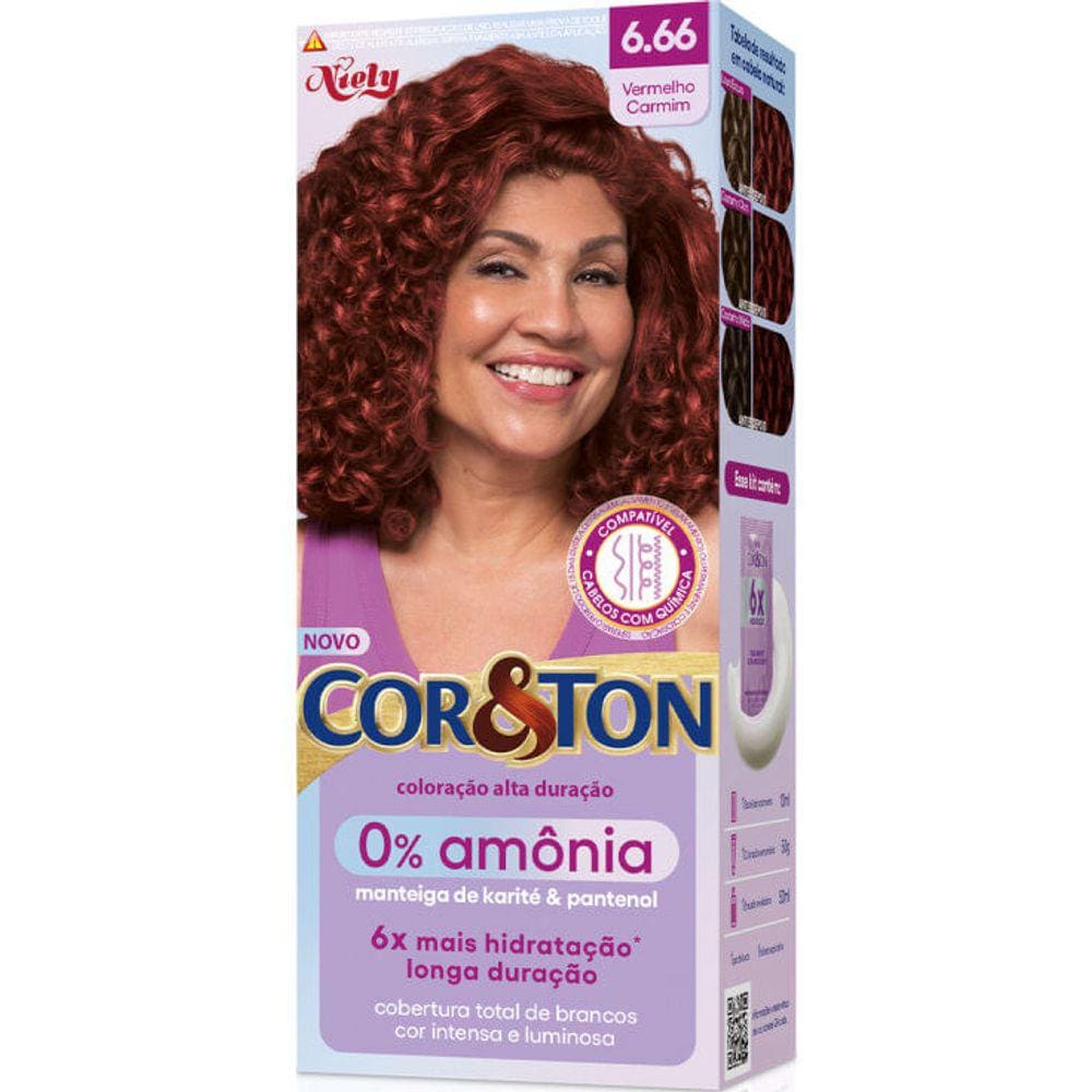 Tintura Cor & Ton 0% Amônia Vermelho Carmin 6.66