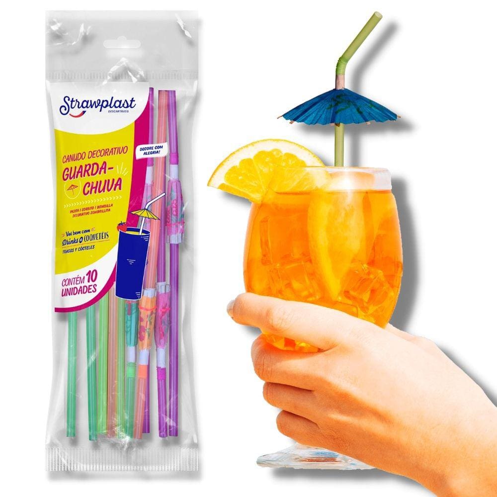 Canudo Guarda Chuva Flex 6Mm Misto C/ 10 Un.