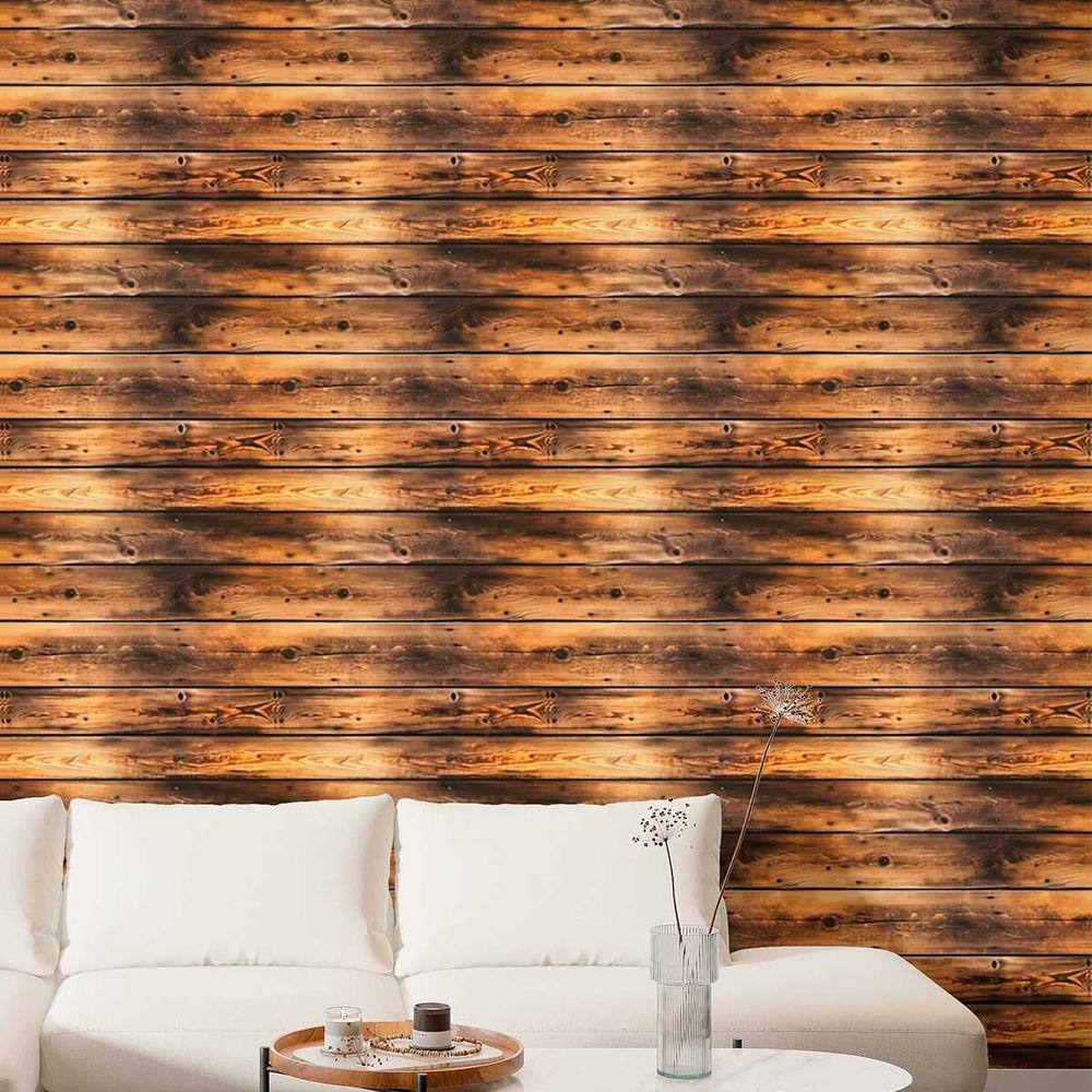Papel de Parede Auto Adesivo efeito Madeira tábua escura envelhecida Decorativa Quarto Sala 6m