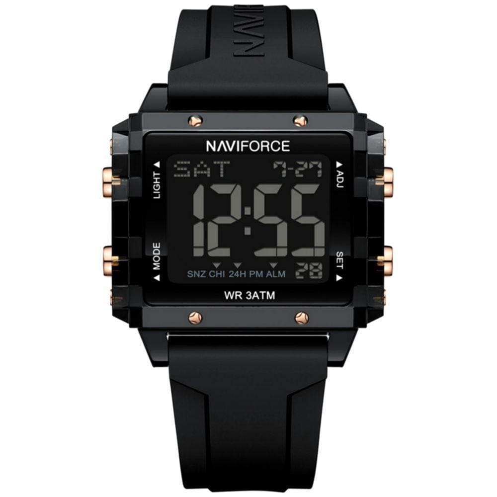 Relógio Esportivo Feminino Quadrado Digital Pulseira De Silicone Preto