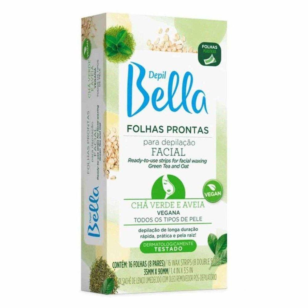 Folha Depilatória Facial Depil Bella Chá Verde Aveia Com 16 Unidades