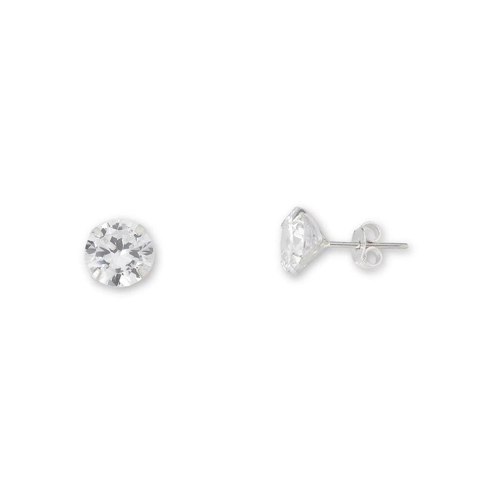 Brinco Ponto De Luz Zirconia Redonda Unissex Prata 925