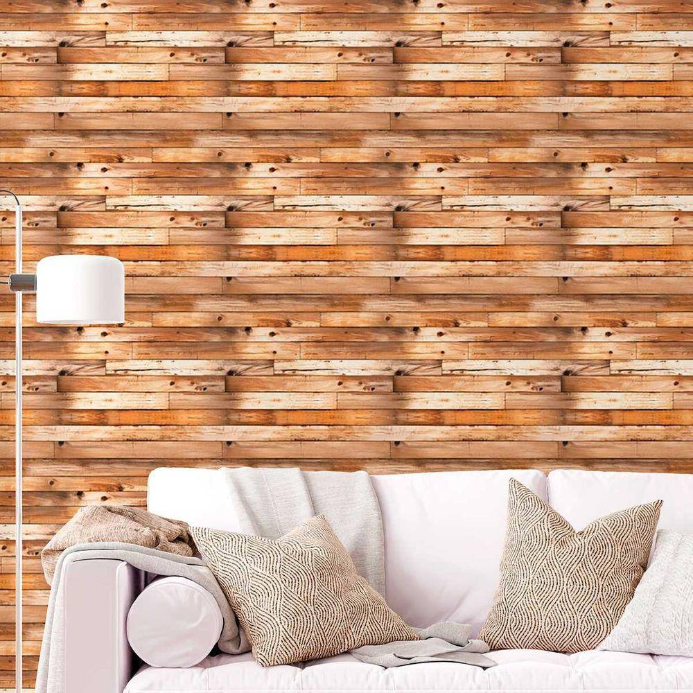 Papel de Parede Auto Colante Madeira tábua envelhecida rústica Vinil Decorativo Sala Banheiro 18m