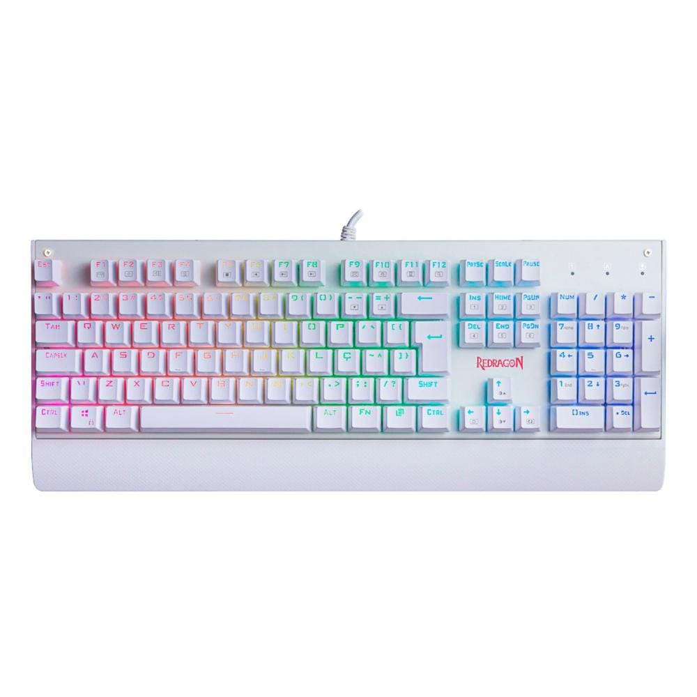 Teclado Mecânico Redragon Kala Lunar White - ABNT2 - RGB Chroma - Switch Azul - K557W-RGB BLUE