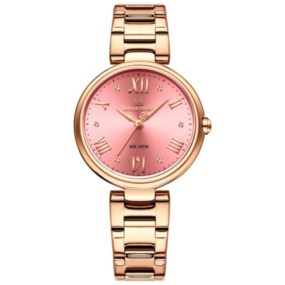 Relógio De Pulso De Aço Inoxidável Para Mulheres Design Classico Rosa