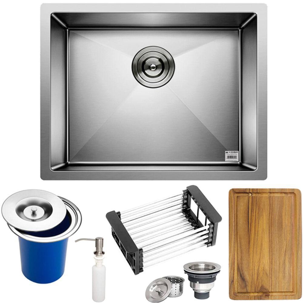 Cuba Quadrada Inox 304 Cozinha Pia Embutir Sobrepor Gourmet 5040 Premium Lixeira Embutir 5L,Tábua Multiuso e Acessórios
