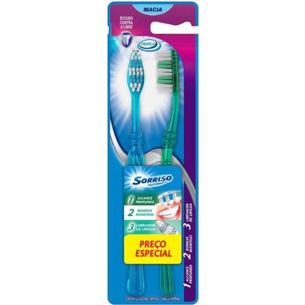 Escova Dental Sorriso Tripla Ação 123 2 Unidades